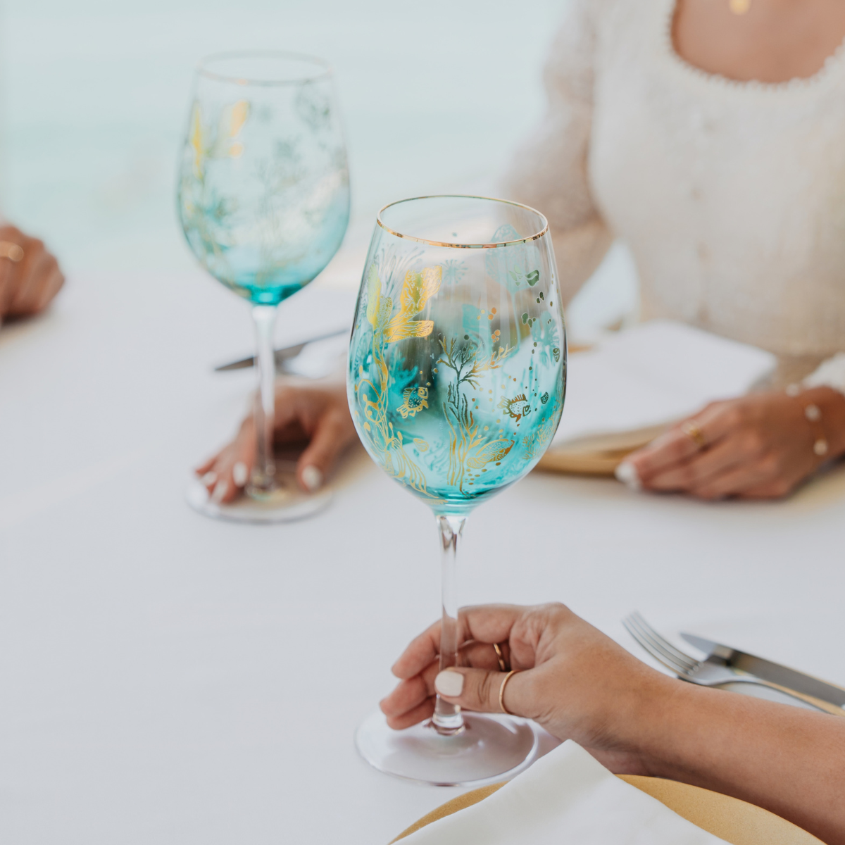 'Ocean Majesty' Goblet Wine Glasses