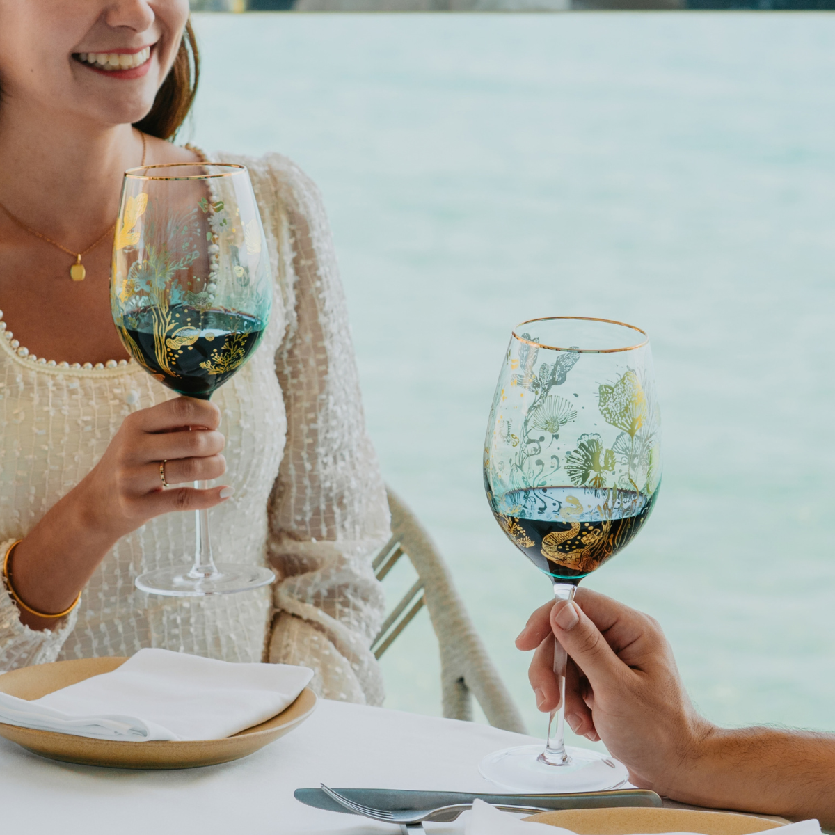 'Ocean Majesty' Goblet Wine Glasses