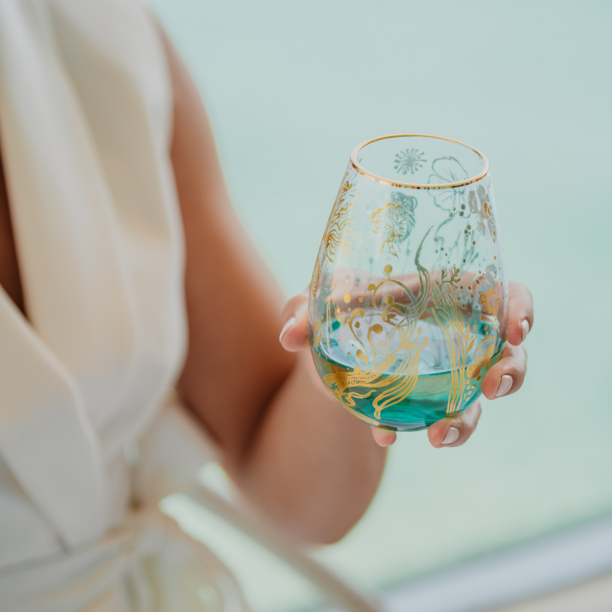 'Ocean Majesty' Stemless Wine Glass