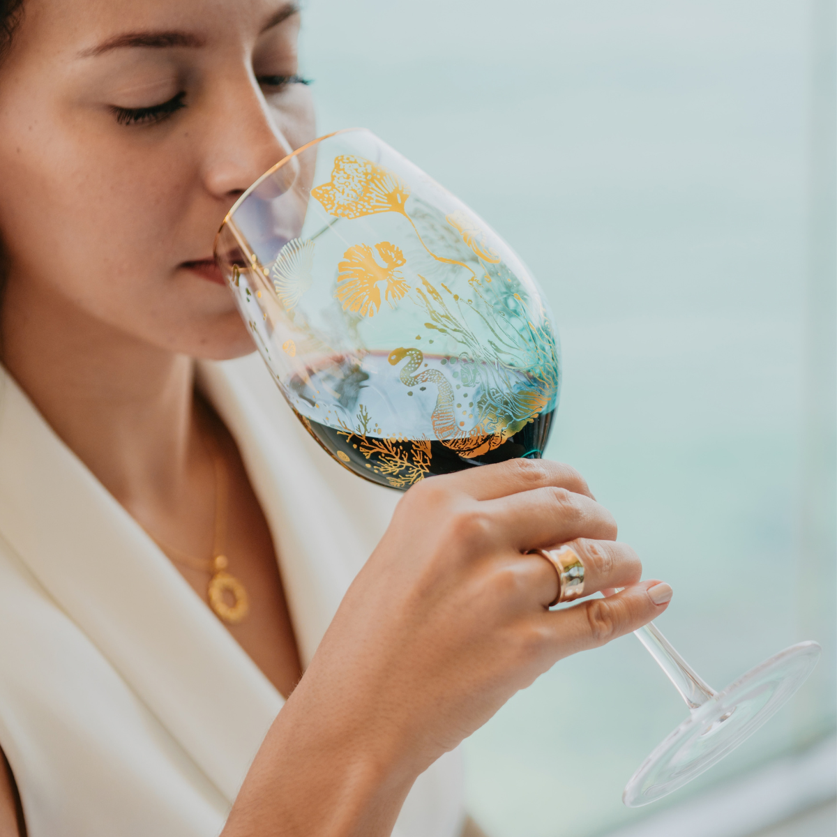 'Ocean Majesty' Goblet Wine Glasses