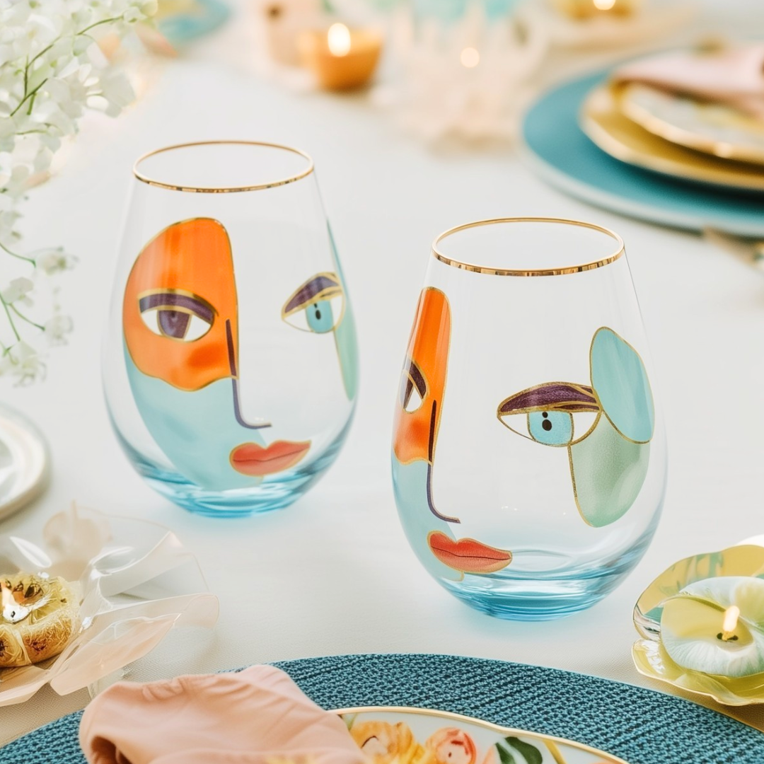 'Artistic Gaze' Stemless Wine Glass