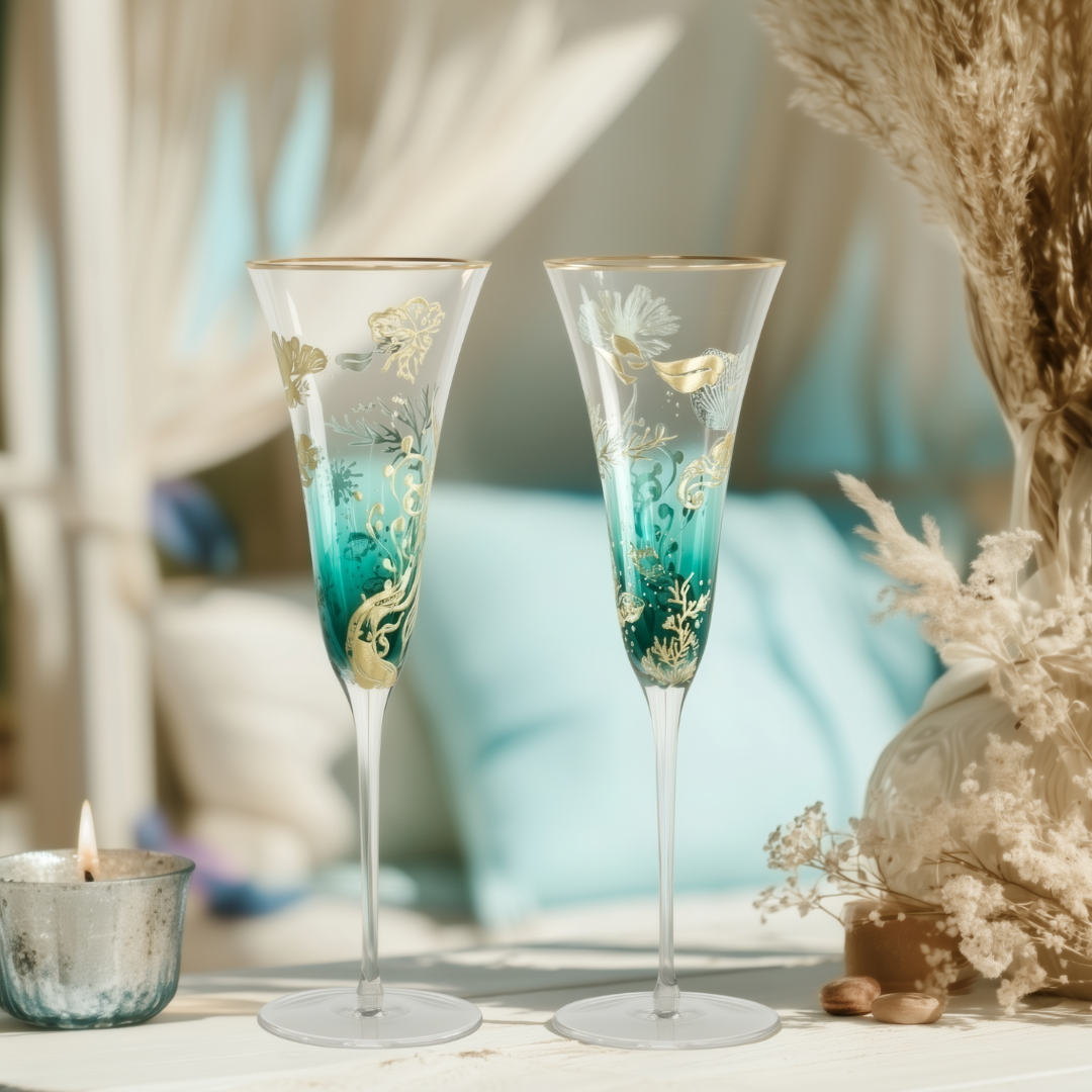 'Ocean Majesty' Champagne Flutes