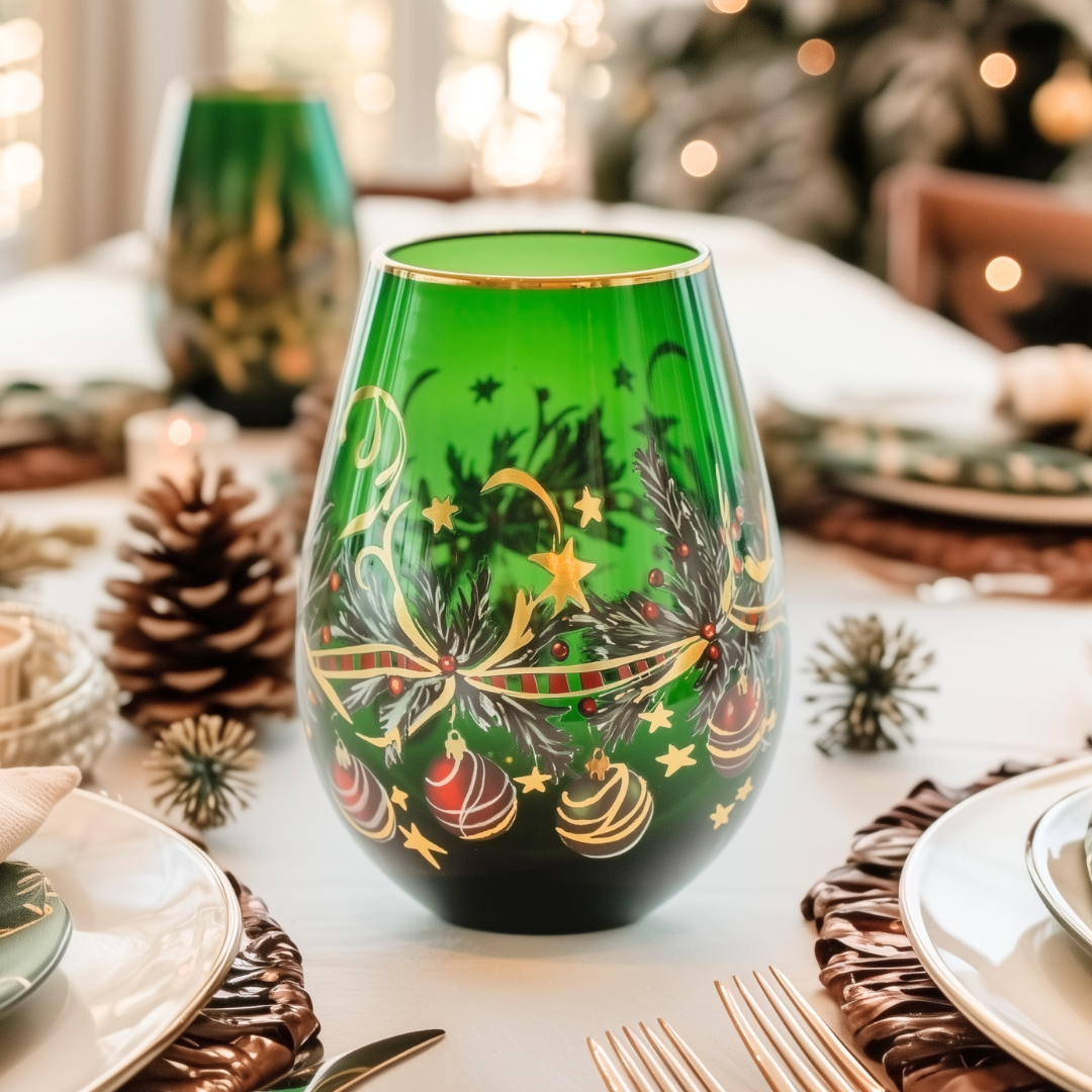 'Ethereal Bloom' Stemless Wine Glass