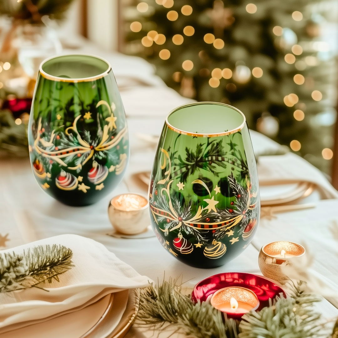 'Ethereal Bloom' Stemless Wine Glass