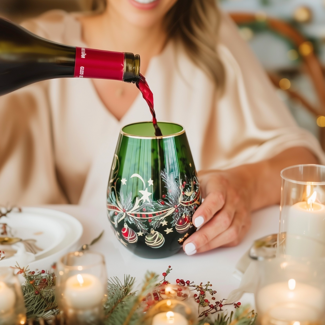 'Ethereal Bloom' Stemless Wine Glass