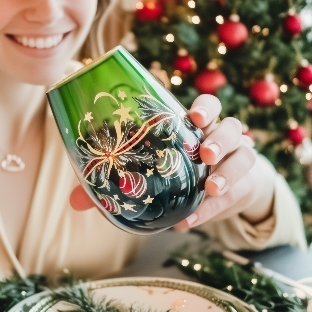 'Ethereal Bloom' Stemless Wine Glass