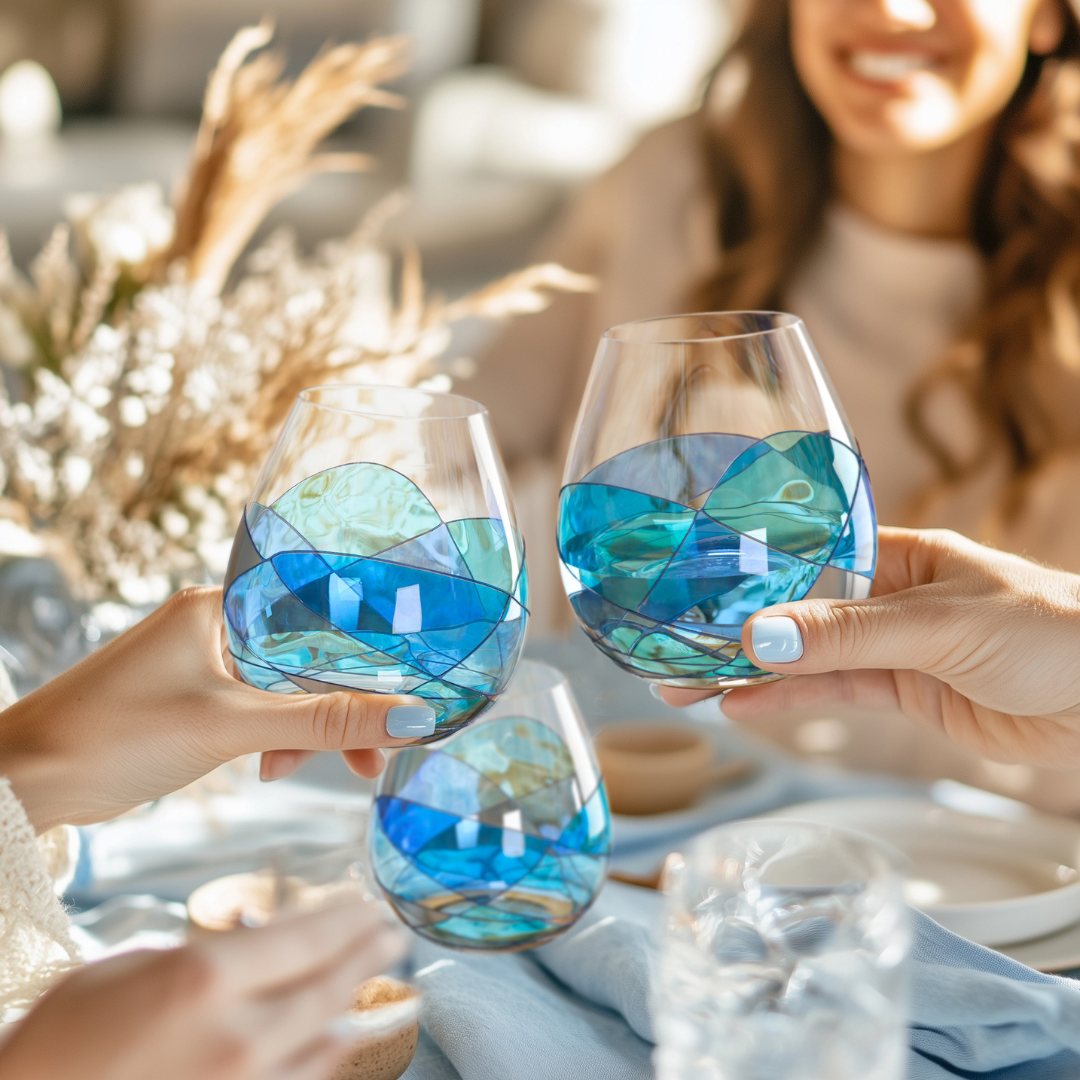 'Nativity' Stemless Goblet Wine Glasses