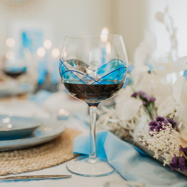 balloon wine glasses blue stem 'Nativity' Balloon Wine Glasses