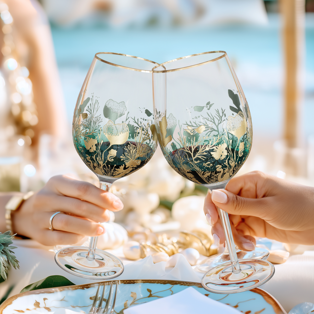 'Ocean Majesty' Goblet Wine Glasses