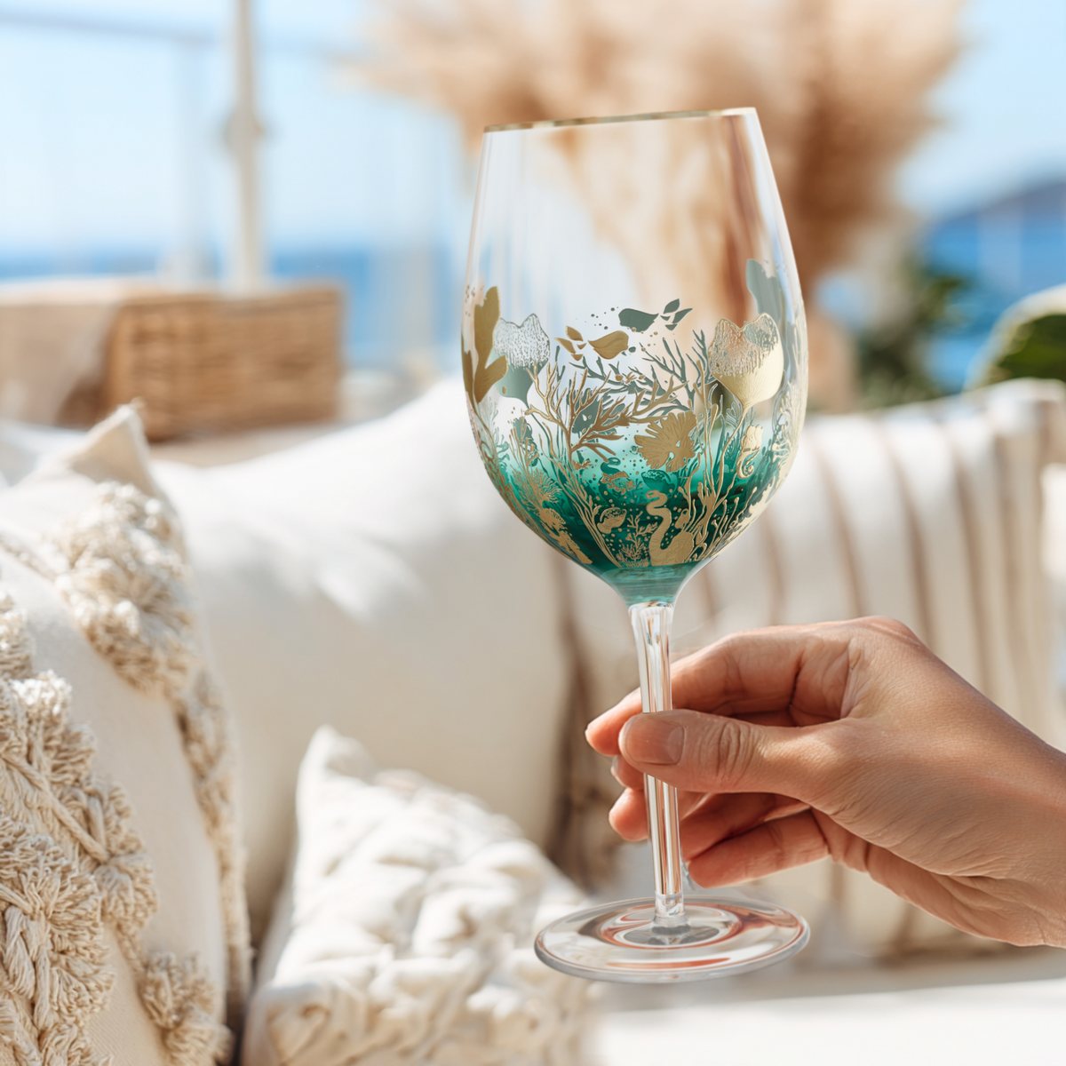 'Ocean Majesty' Goblet Wine Glasses