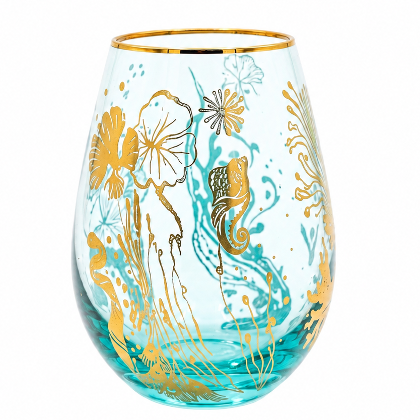 'Ocean Majesty' Stemless Wine Glass