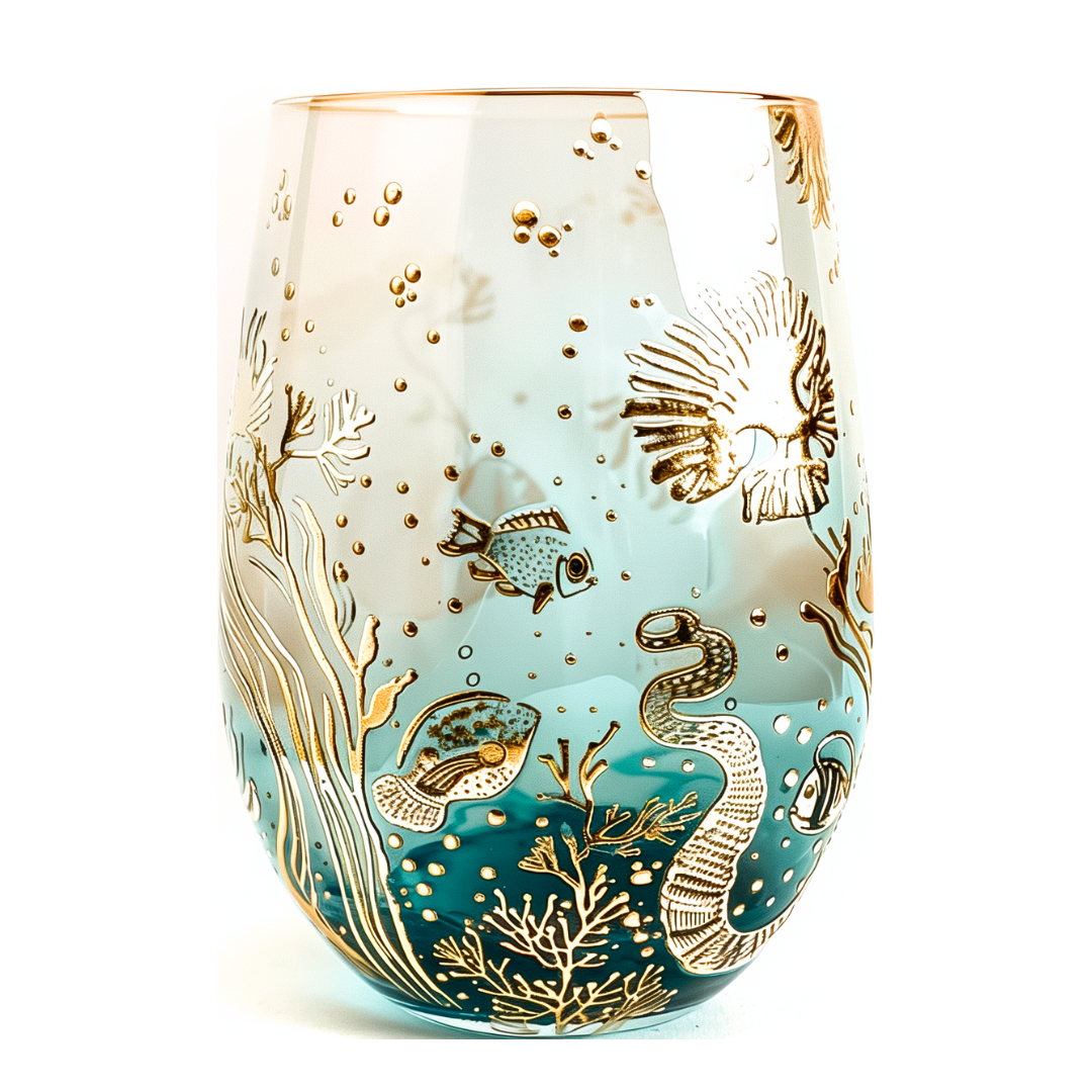 'Ocean Majesty' Stemless Wine Glass