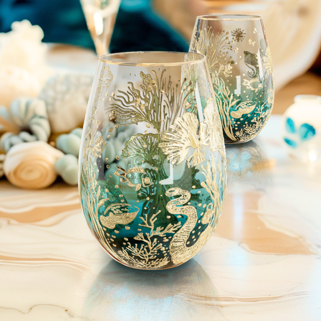 'Ocean Majesty' Stemless Wine Glass