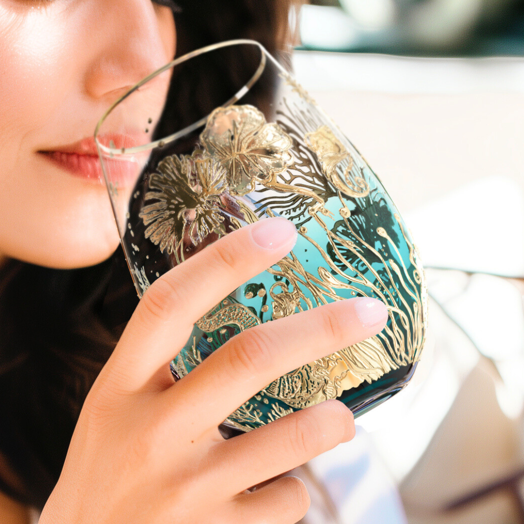 'Ocean Majesty' Stemless Wine Glass