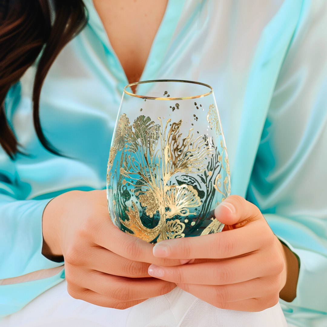 'Ocean Majesty' Stemless Wine Glass