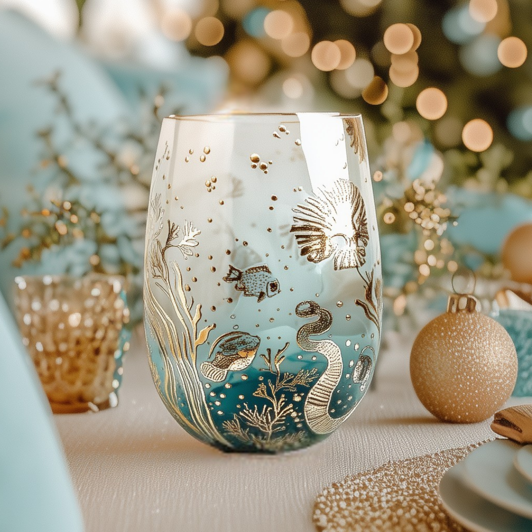 'Ocean Majesty' Stemless Wine Glass