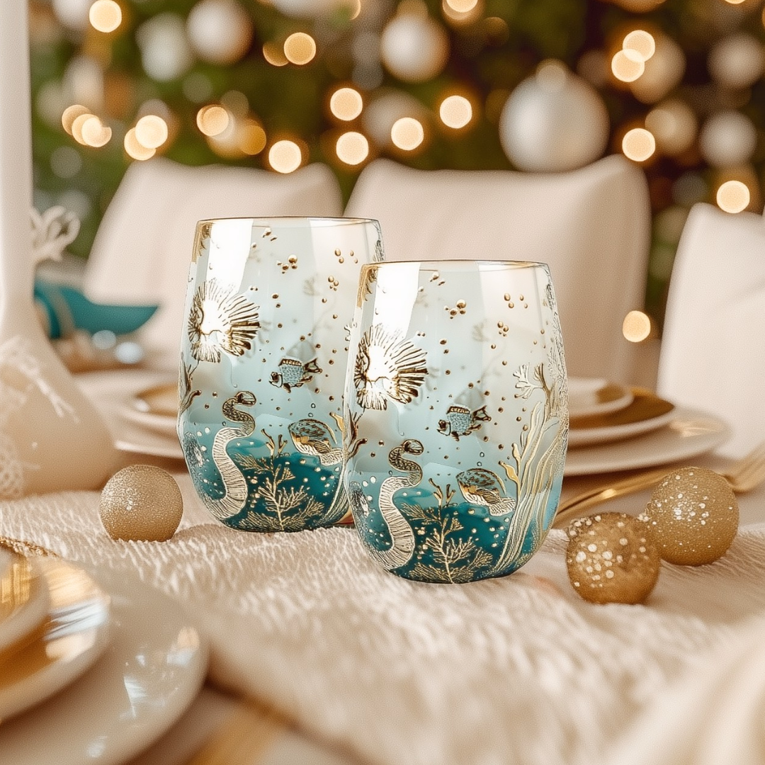 'Ocean Majesty' Stemless Wine Glass
