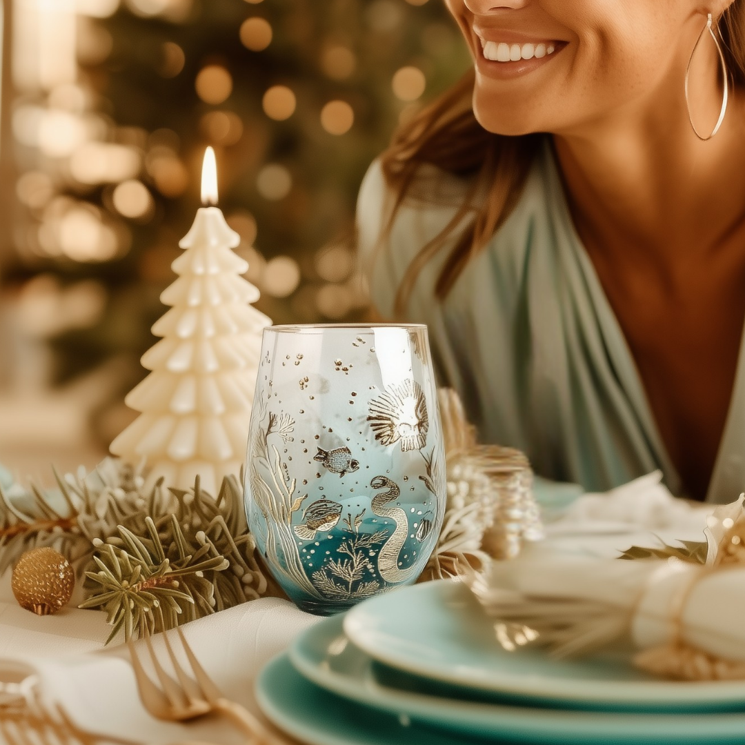 'Ocean Majesty' Stemless Wine Glass