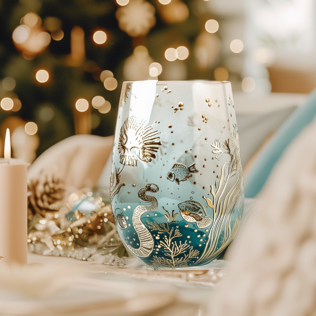 'Ocean Majesty' Stemless Wine Glass