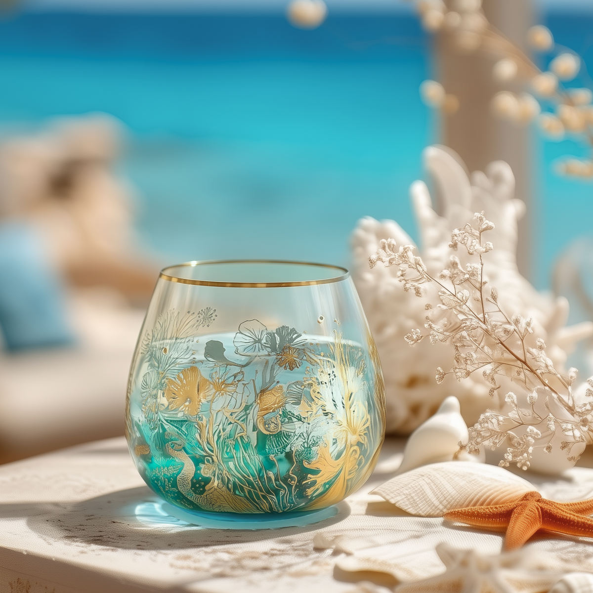 'Ocean Majesty' Stemless Balloon Wine Glasses
