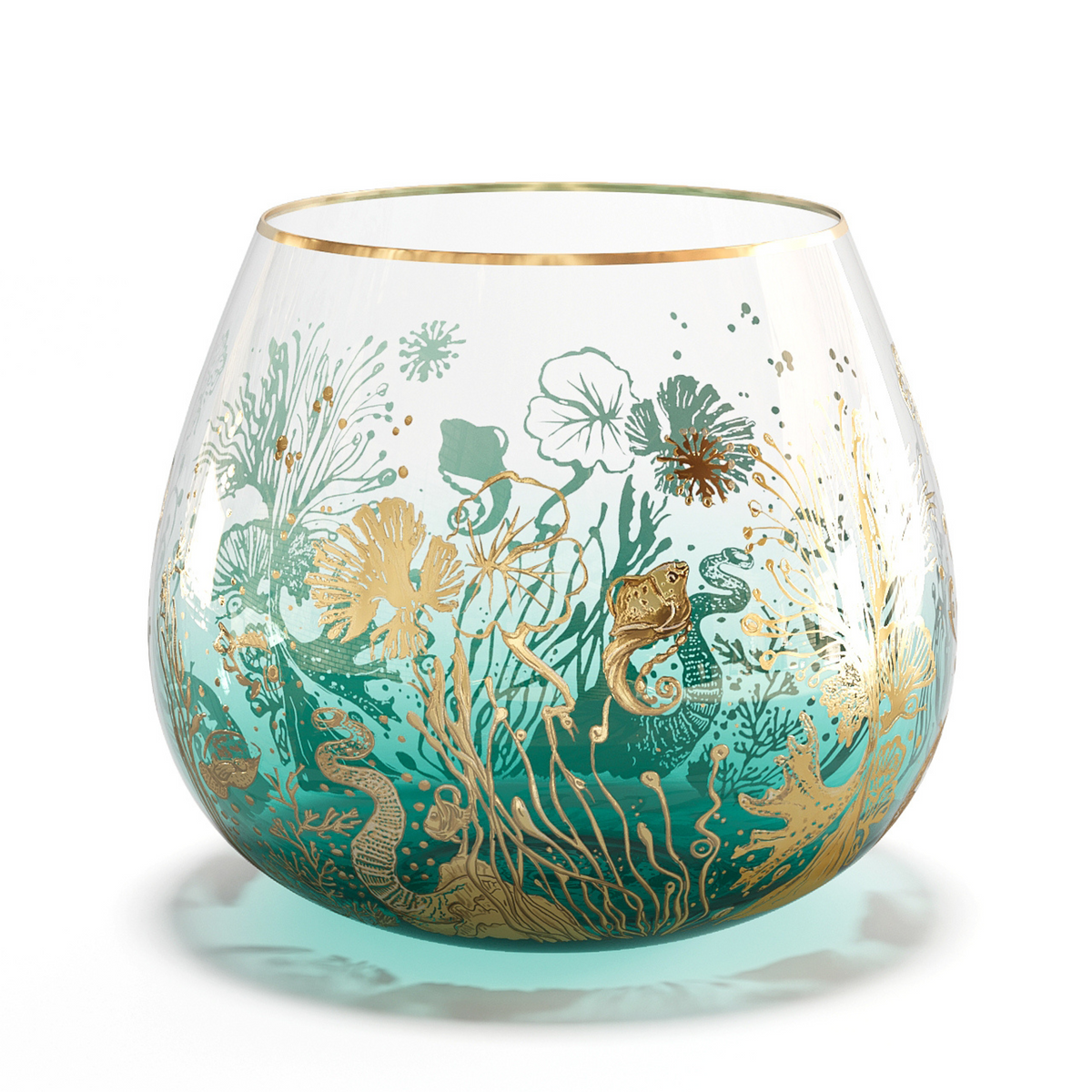 'Ocean Majesty' Stemless Balloon Wine Glasses