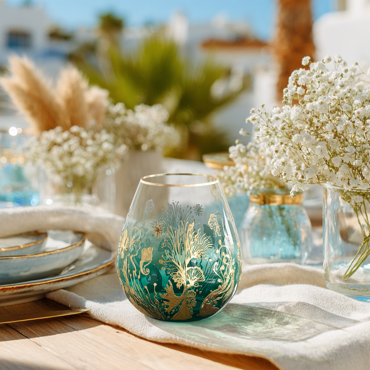 'Ocean Majesty' Stemless Goblet Wine Glasses