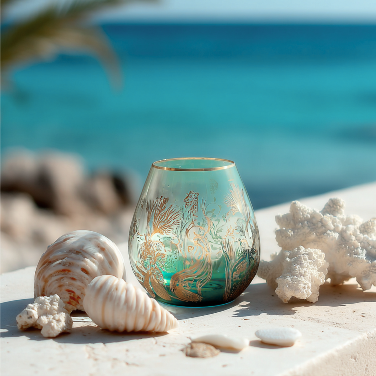 'Ocean Majesty' Stemless Goblet Wine Glasses