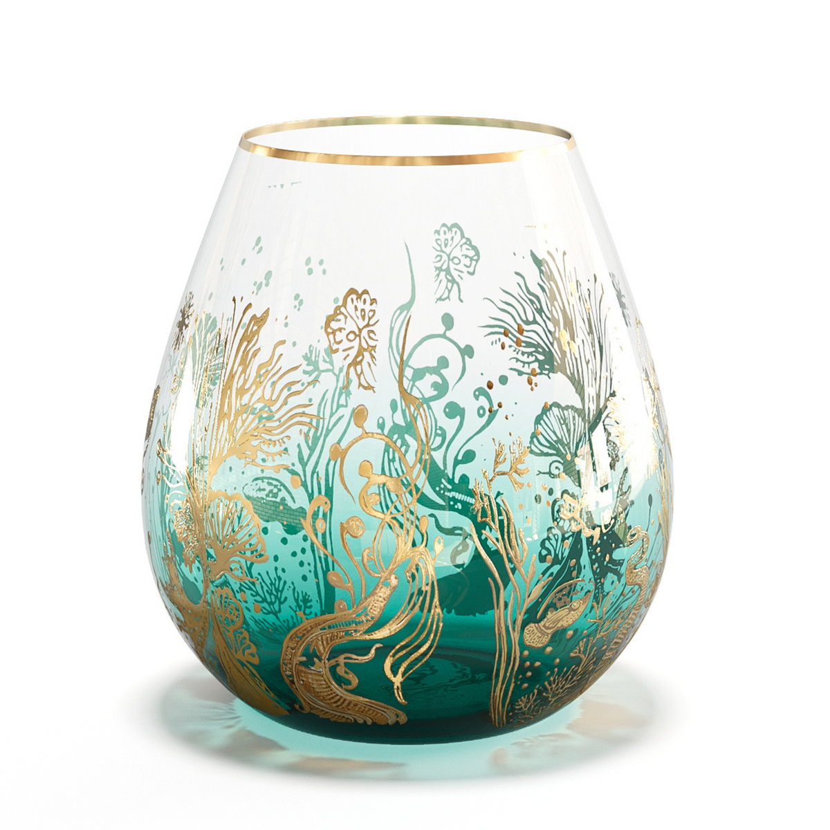 'Ocean Majesty' Stemless Goblet Wine Glasses