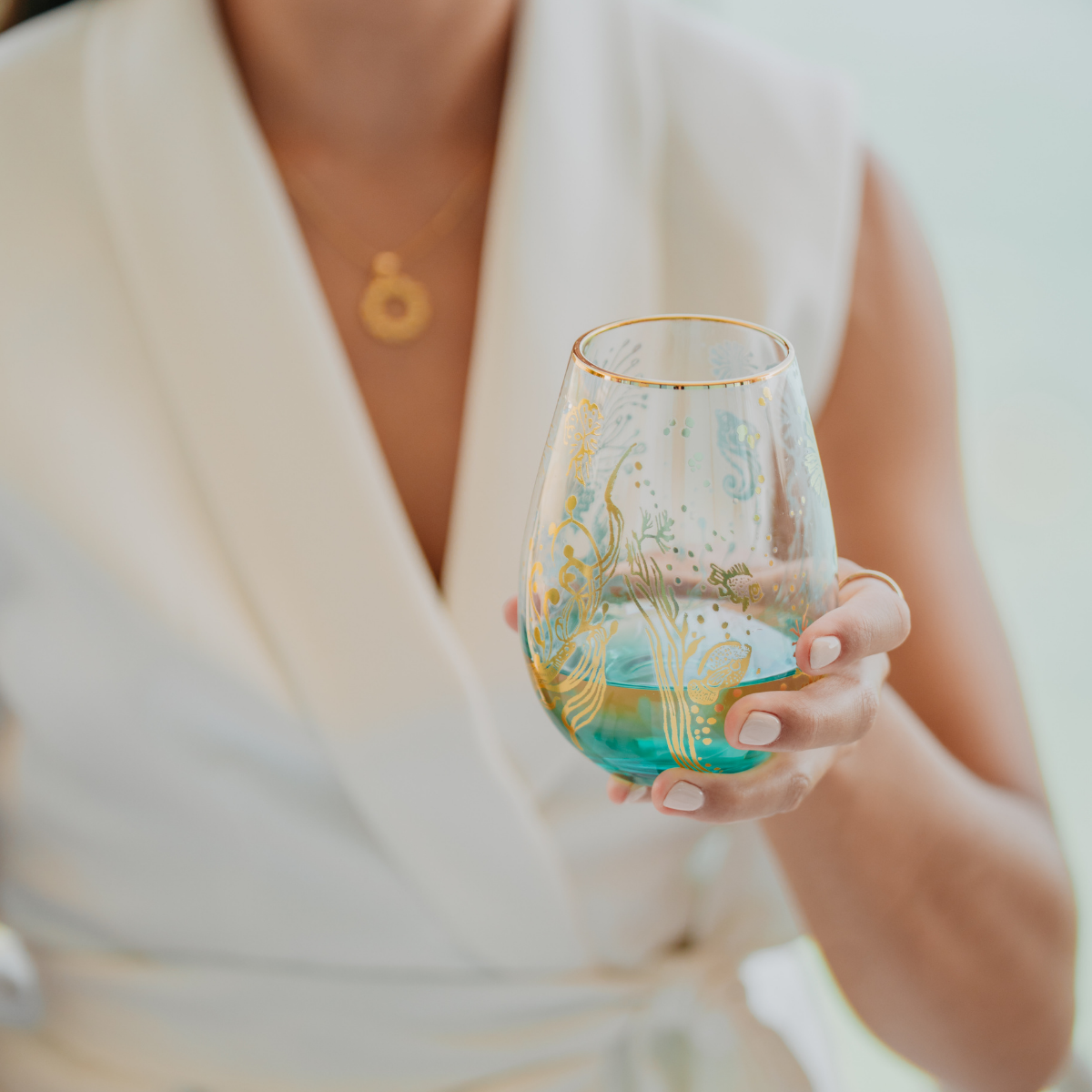 'Ocean Majesty' Stemless Wine Glass