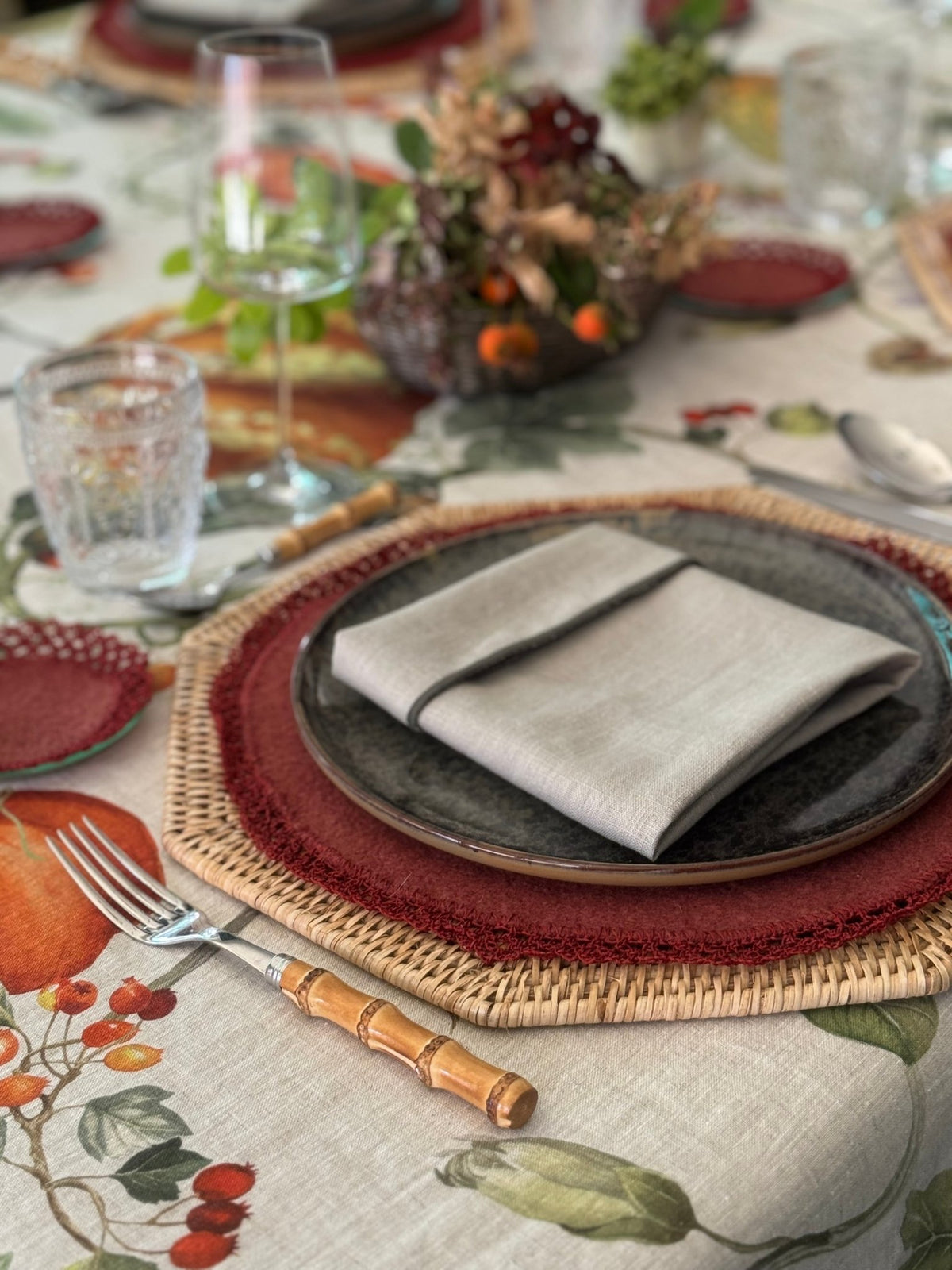 'Burgundy Garden' Tablecloth