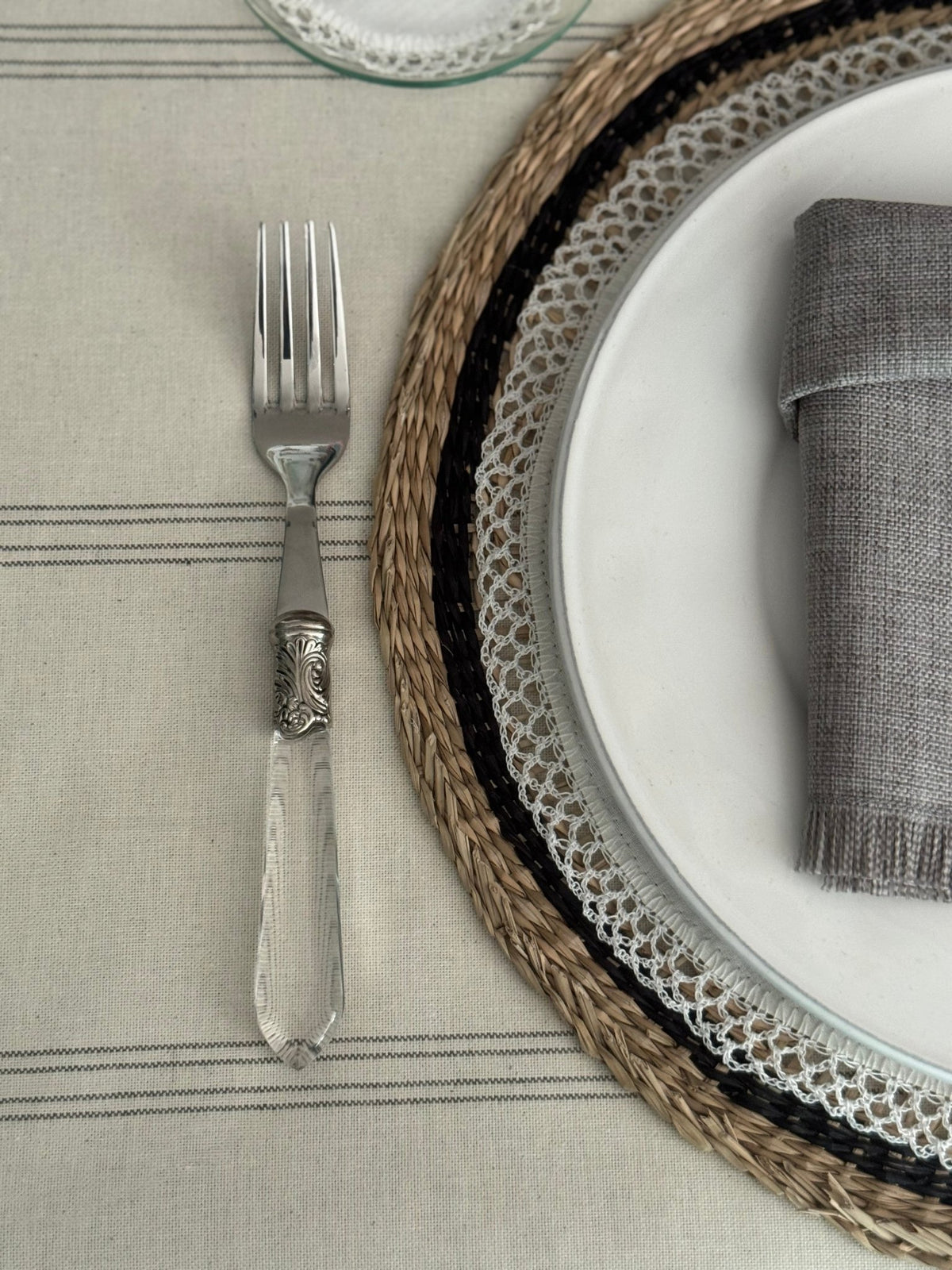 'Grey Line' Spill-Resistant Tablecloth