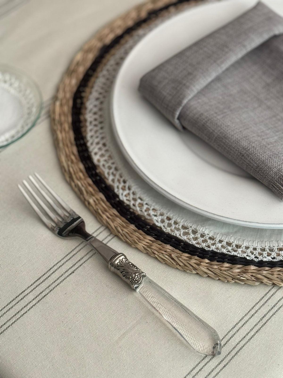'Grey Line' Spill-Resistant Tablecloth
