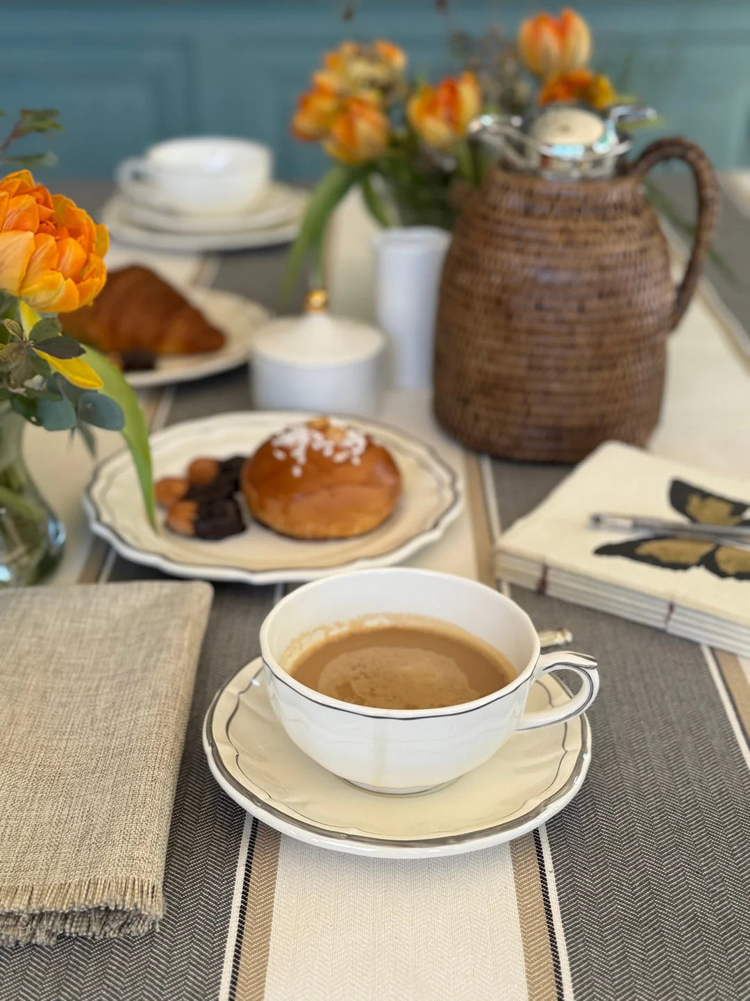 'Grey Stripes' Spill-Resistant Tablecloth