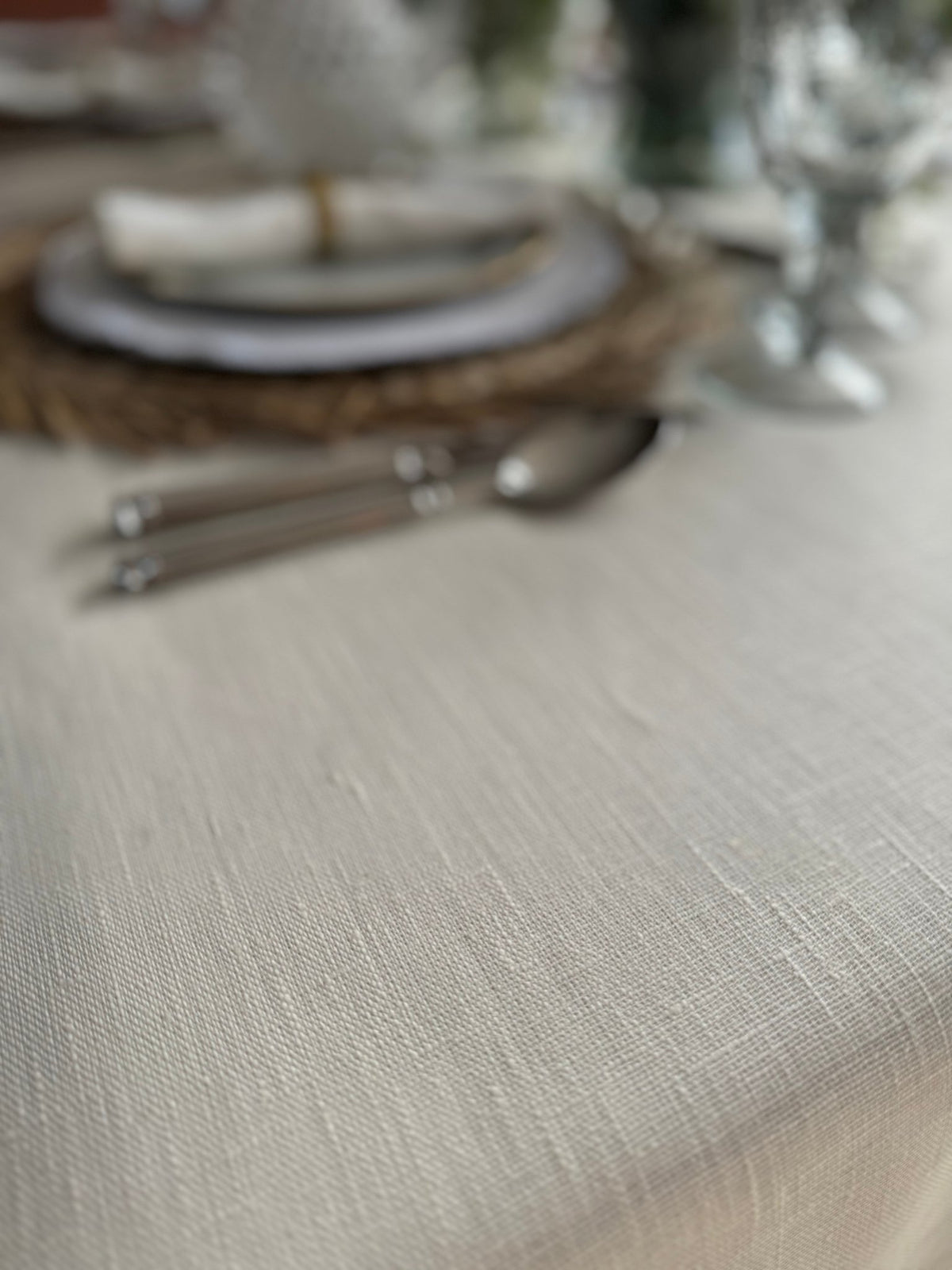 'Linen Ivory' Spill-Resistant Tablecloth