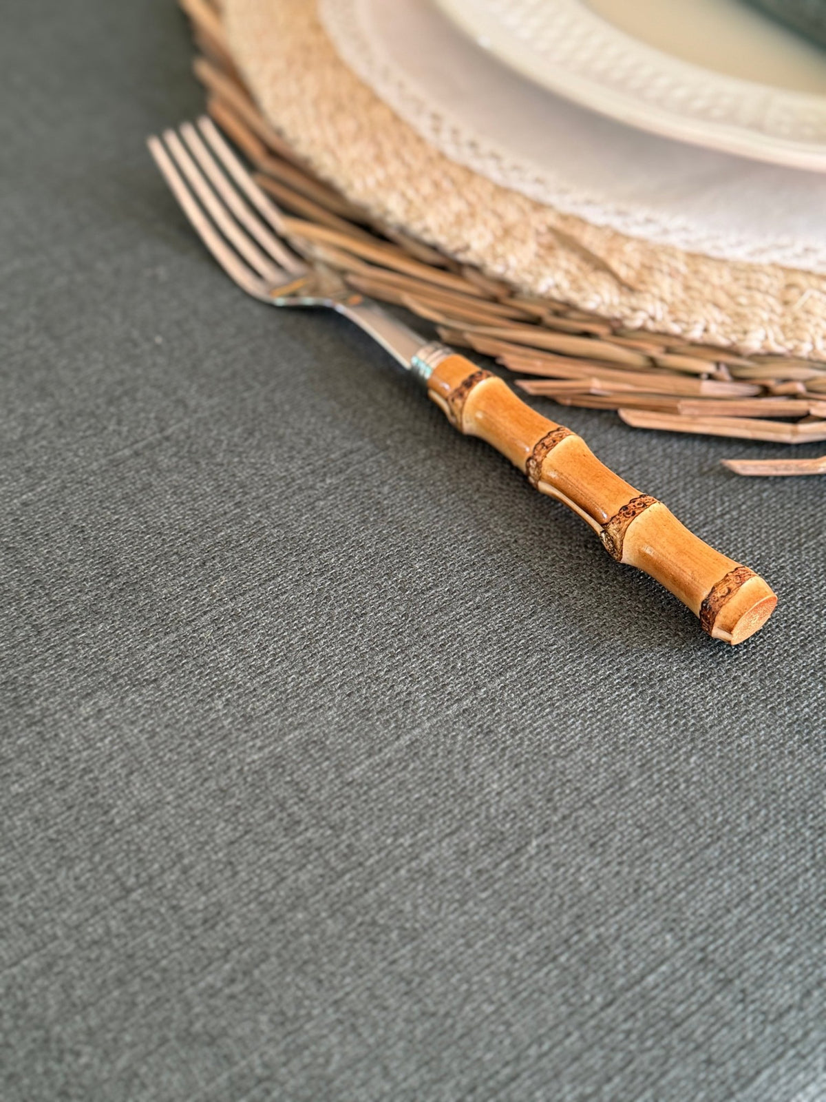'Midnight Green Linen' Spill-Resistant Tablecloth