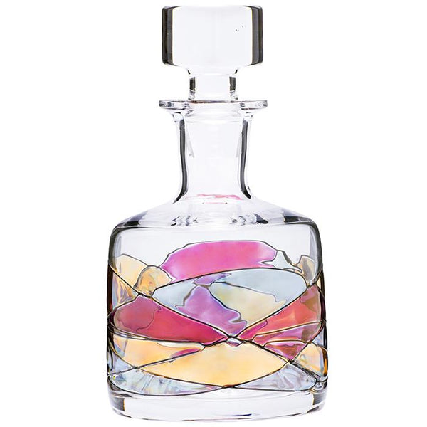 Glass decanter with lid, 9” tall