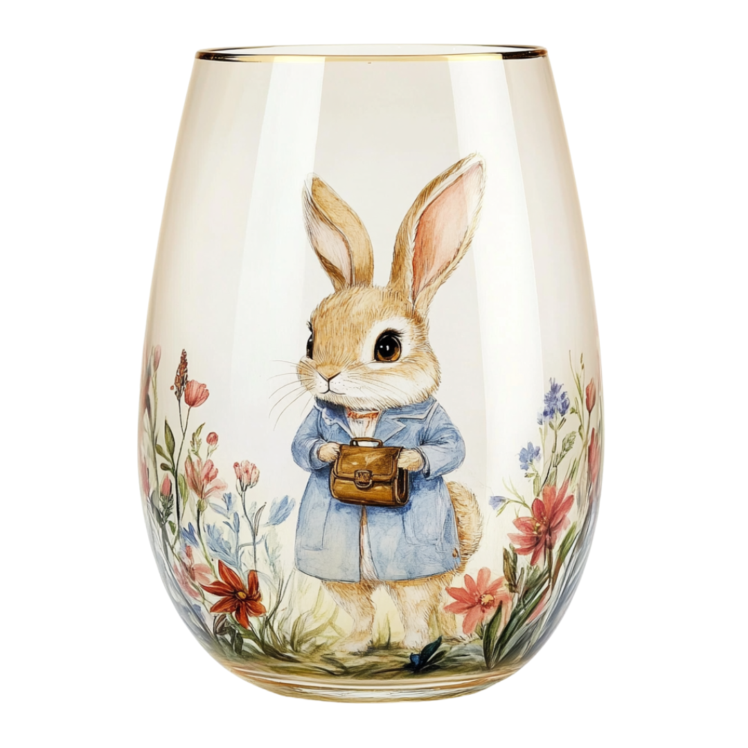 'Bunny Charm' Stemless Wine Glass