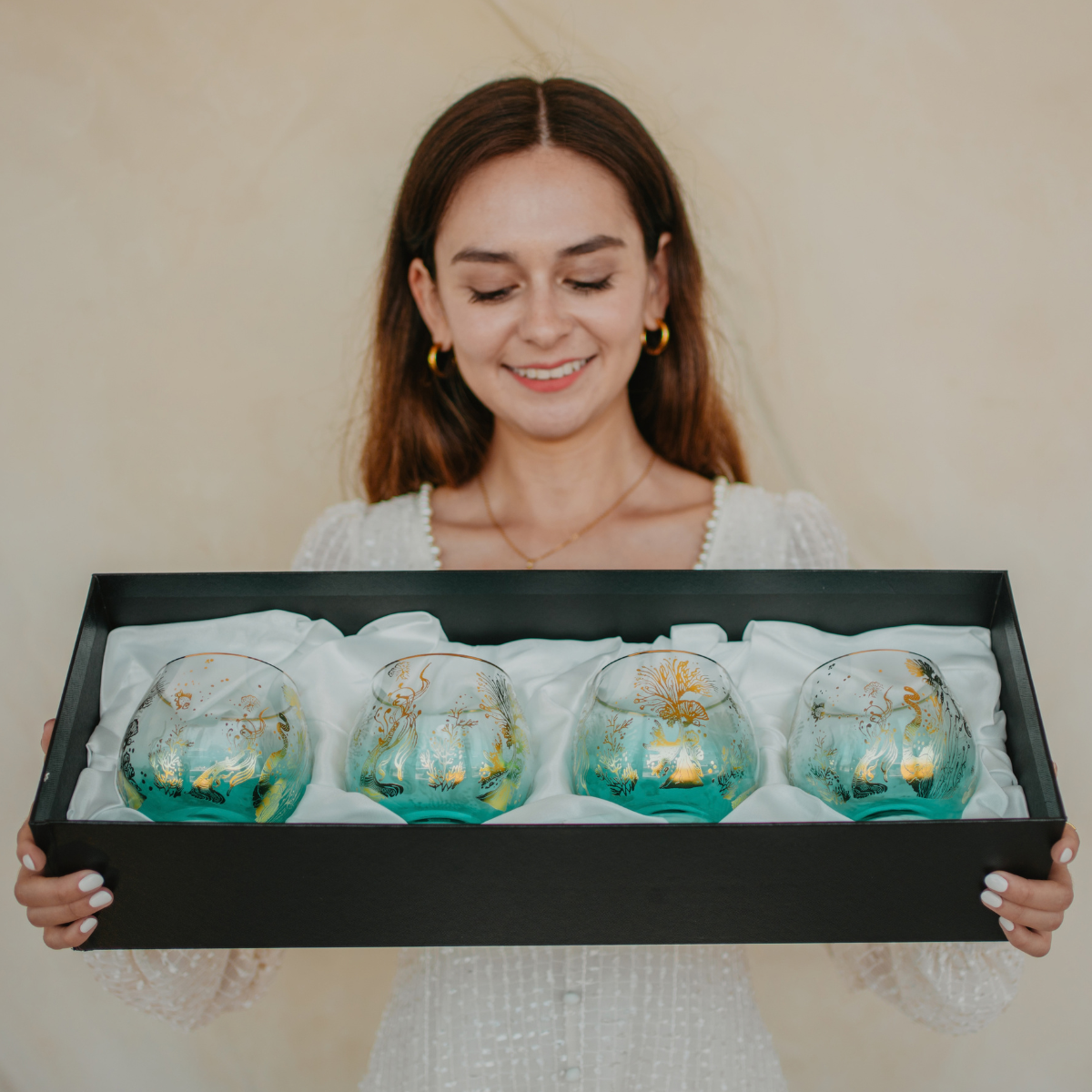 'Ocean Majesty' Stemless Balloon Wine Glasses