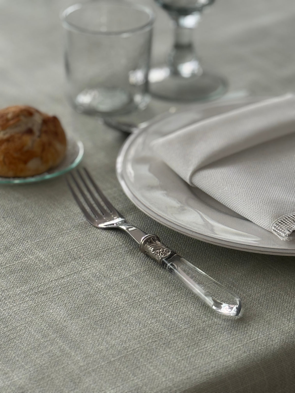 'Linen Aqua Green' Spill-Resistant Tablecloth
