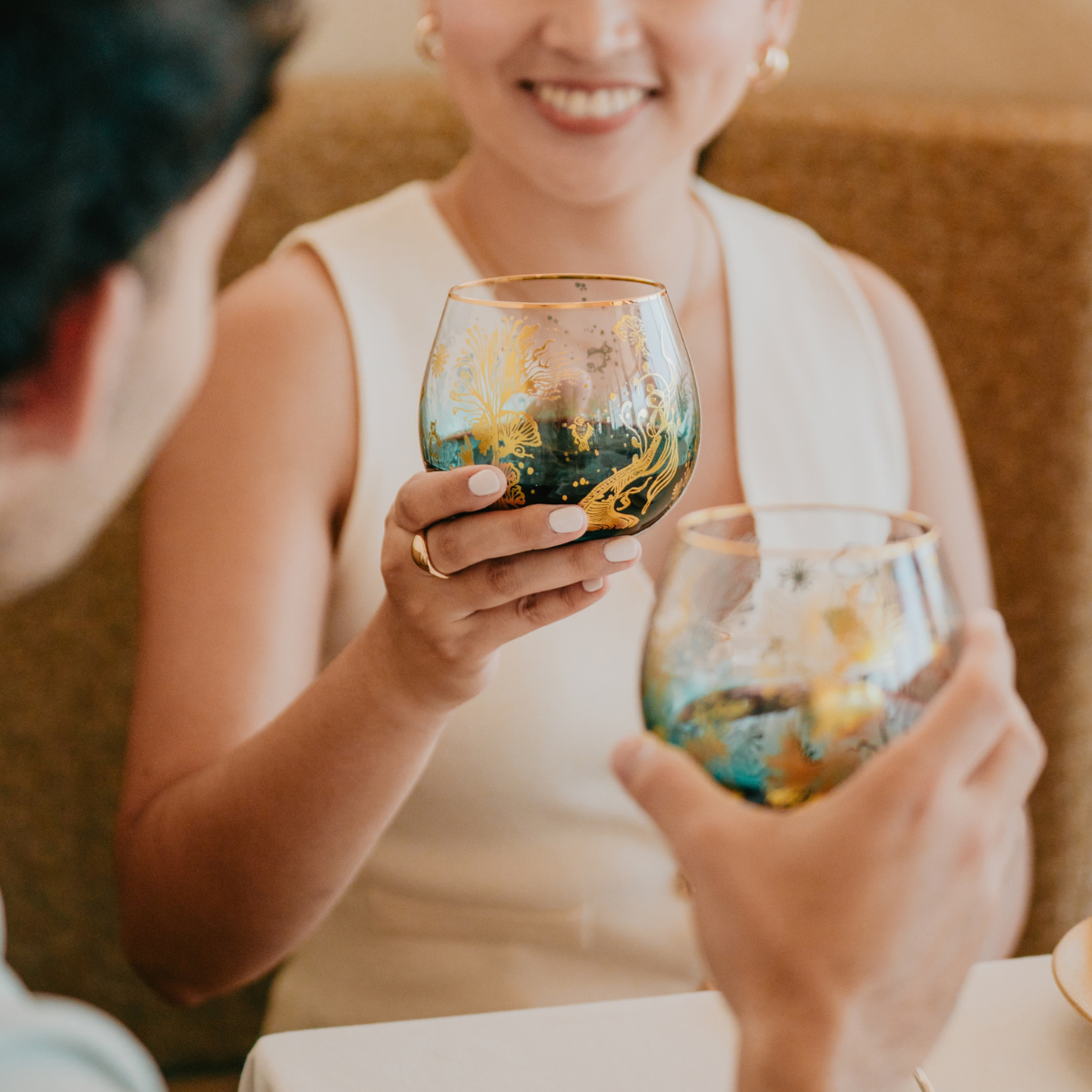 'Ocean Majesty' Stemless Balloon Wine Glasses