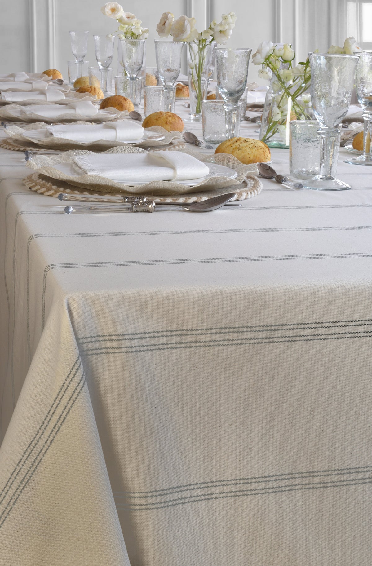 'Grey Line' Spill-Resistant Tablecloth