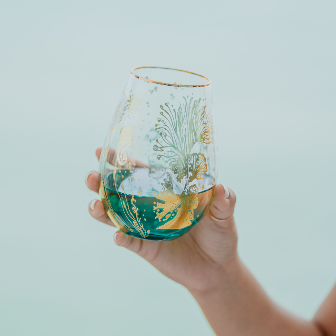 'Ocean Majesty' Stemless Wine Glass