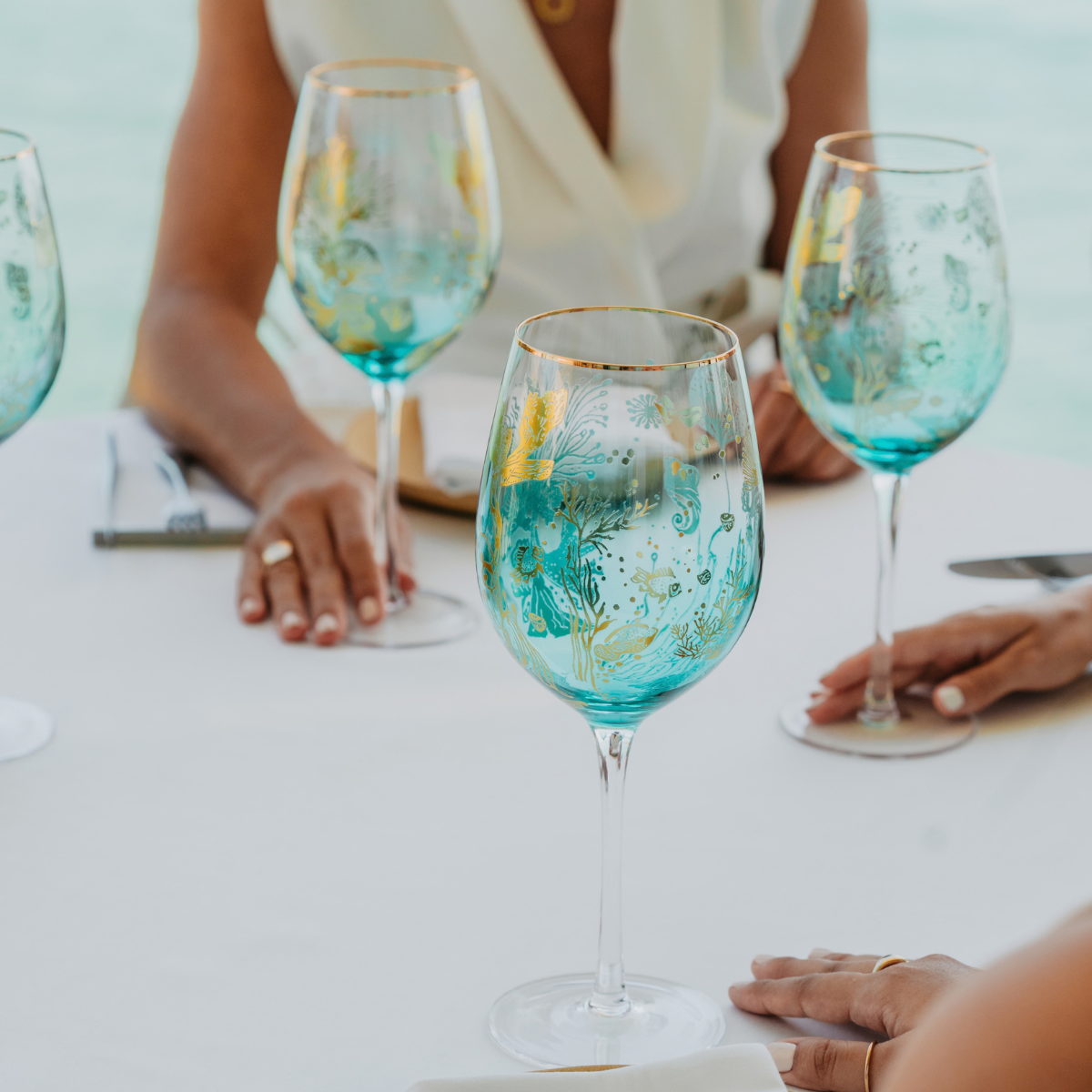'Ocean Majesty' Goblet Wine Glasses