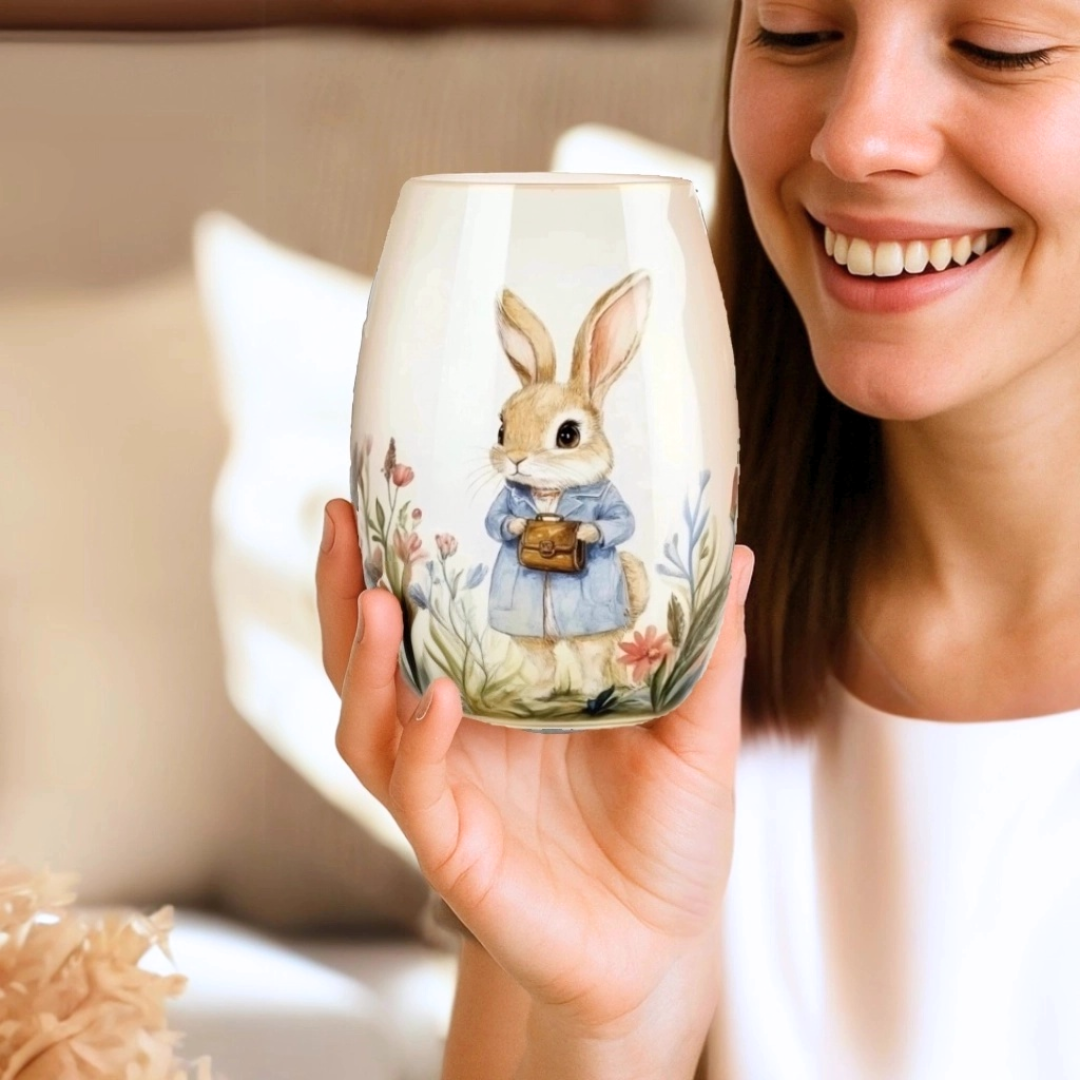 'Bunny Charm' Stemless Wine Glass