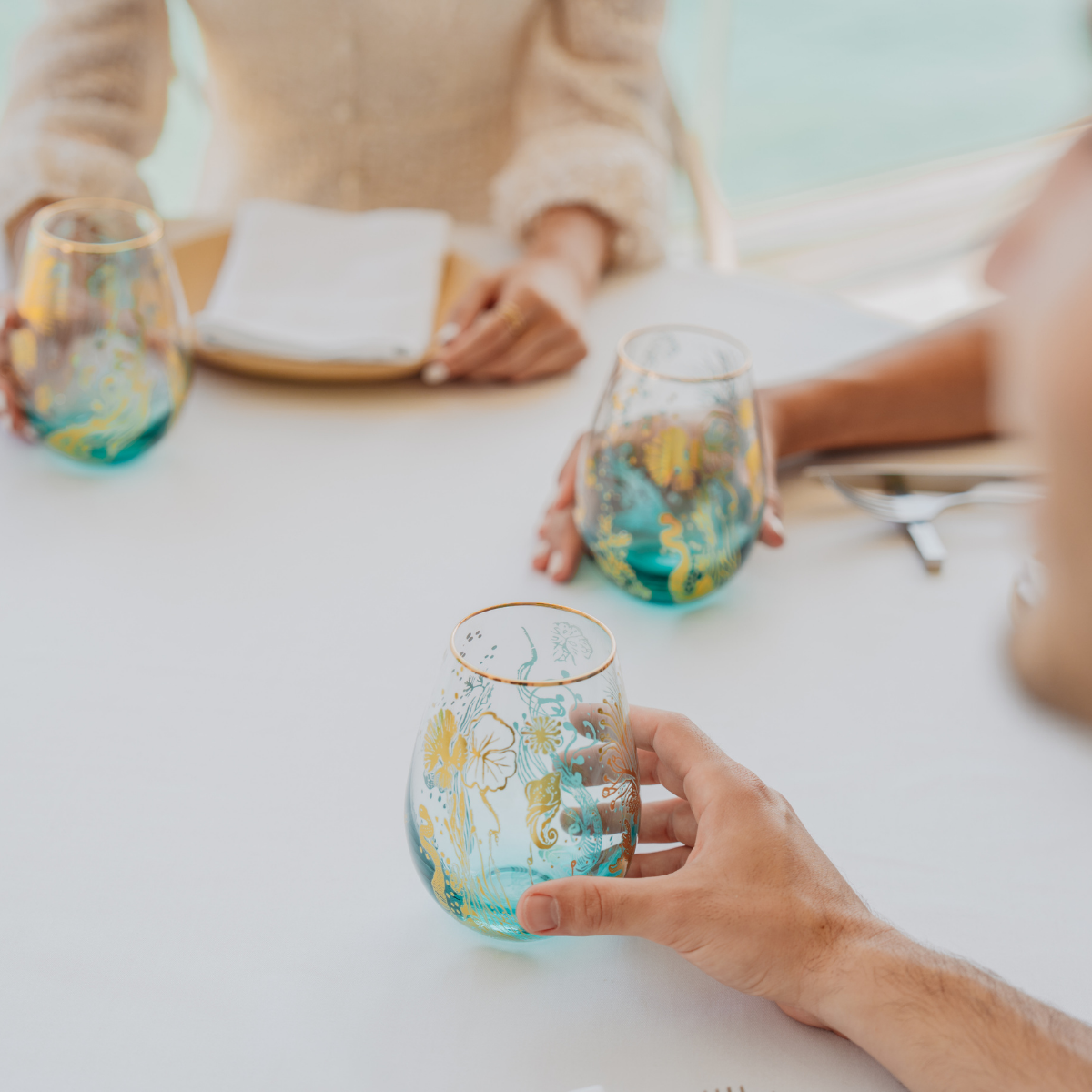 'Ocean Majesty' Stemless Wine Glass