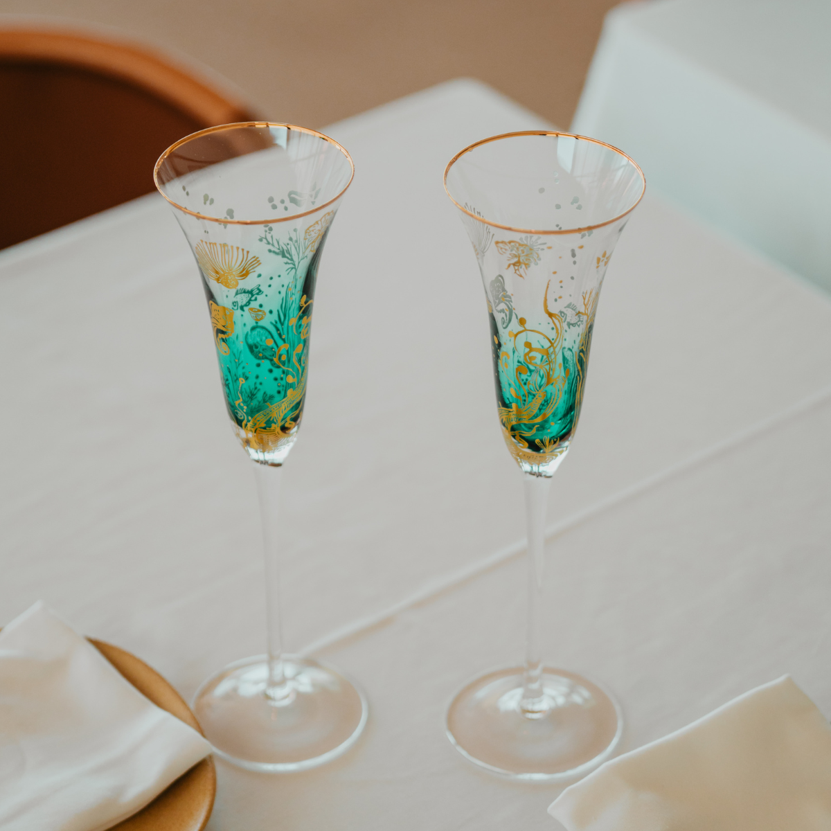 'Ocean Majesty' Champagne Flutes