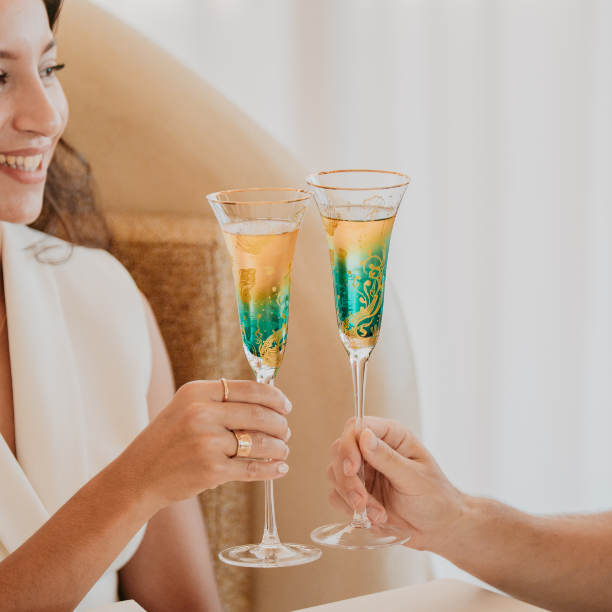 'Ocean Majesty' Champagne Flutes