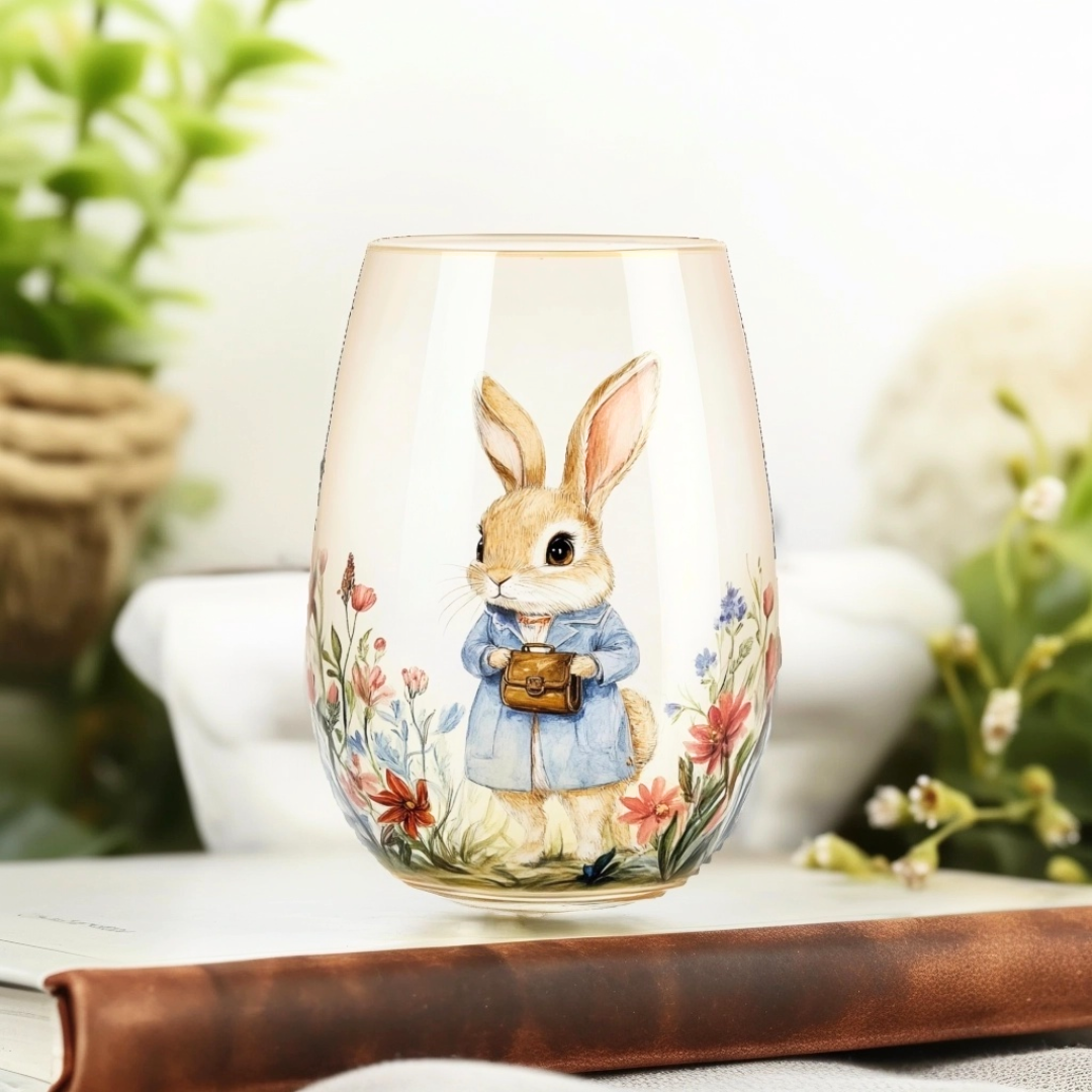 'Bunny Charm' Stemless Wine Glass