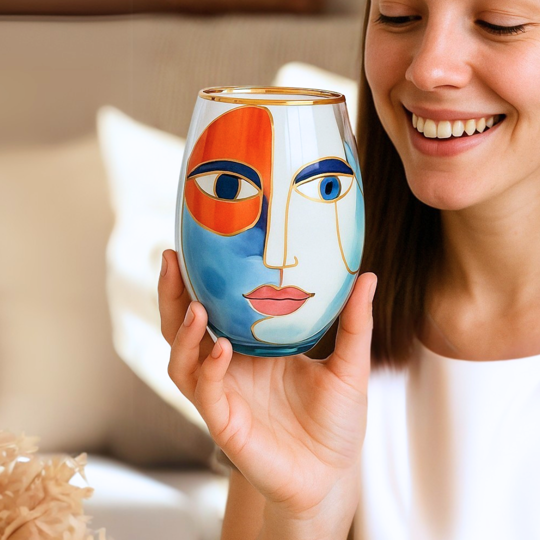 'Artistic Gaze' Stemless Wine Glass