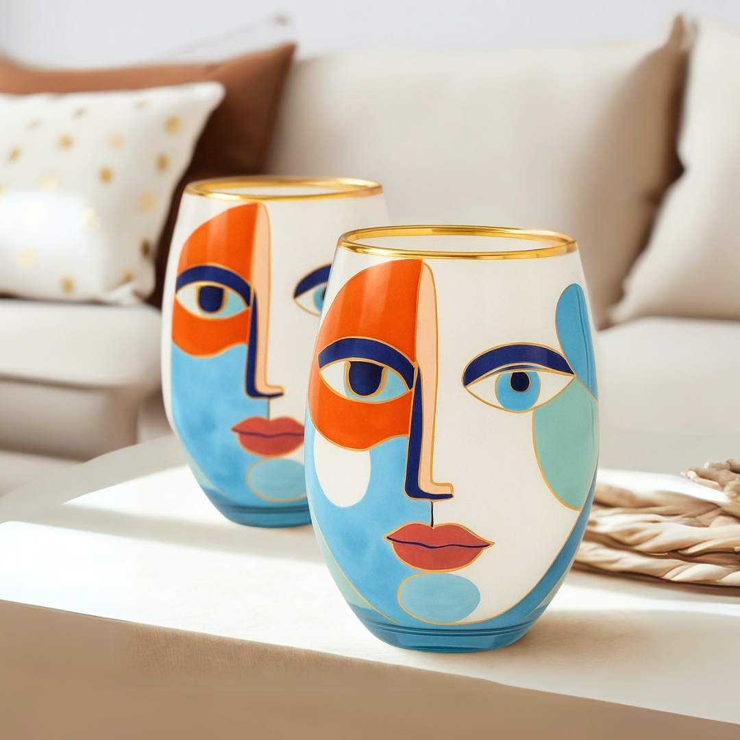 'Artistic Gaze' Stemless Wine Glass